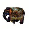Indian ceremonial elephant figurine with intricate colorful artwork and cultural motifs.