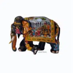 Hand-painted Indian decorative elephant figurine with intricate traditional artwork and vibrant colors.