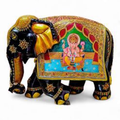 large wooden elephant embossed painting all over of elephant body