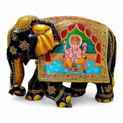 large wooden elephant embossed painting all over of elephant body