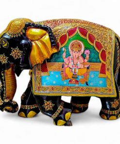 large wooden elephant embossed painting all over of elephant body