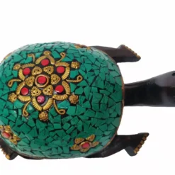 wooden turtle statue top side stone design