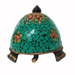wooden turtle back side stone carving decoration