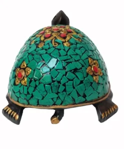 wooden turtle back side stone carving decoration