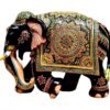 Colorful decorative elephant sculpture with intricate Indian patterns and cultural symbolism.