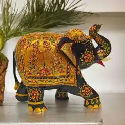 White wood elephant statue embossed painted work