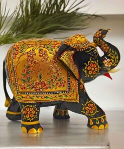 White wood elephant statue embossed painted work