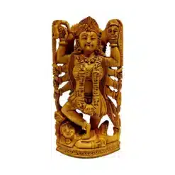 Kadam wood kali murti with 16 hand lord shiva under her foot carved