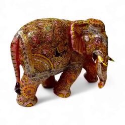 Wood embossed painted elephant right side of elephant painting design