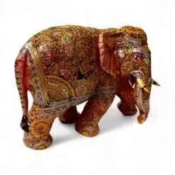 Wood embossed painted elephant right side of elephant painting design