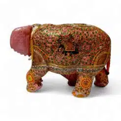 Wood elephant embossed painting design and small elephant painted both side of elephant body