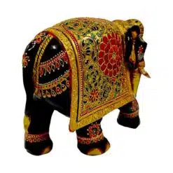 wood flower painting elephant statue left side painting design