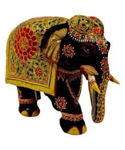 Embossed painting art on elephant trunk and teeth