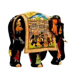 wooden painted elephant right side miniature vintage weeding painting of king