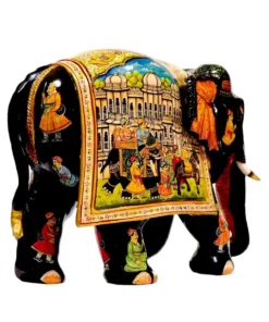 wooden painted elephant right side miniature vintage weeding painting of king
