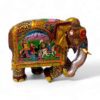 Wood embossed painted elephant statue with miniature painting art work