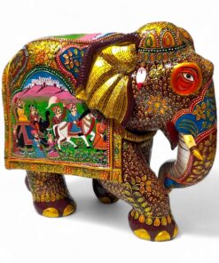 miniature painting art on left side of elephant body