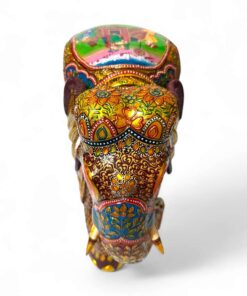 Wood elephant trunk painted and close up painting work on elephant head
