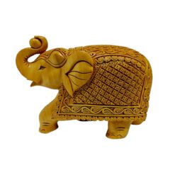 Wooden hand carved elephant with squire carving design on elephant