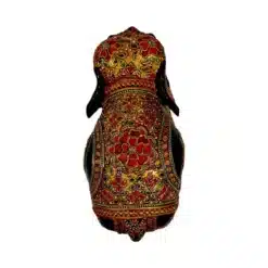 wooden elephant sculpture upper side flower design painted