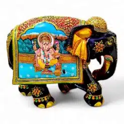 wooden elephant statues lord Ganesha painted on left side of elephant body