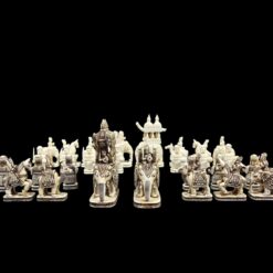 Intricately crafted Asian-inspired chess set with ornate figurines