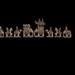 Indian Bone Chess Pieces Antique color elephants, camels, and  traditional craftsmanship.