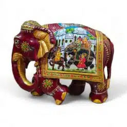 Colorful handcrafted elephant figurine with traditional artwork and intricate designs, celebrating cultural heritage.