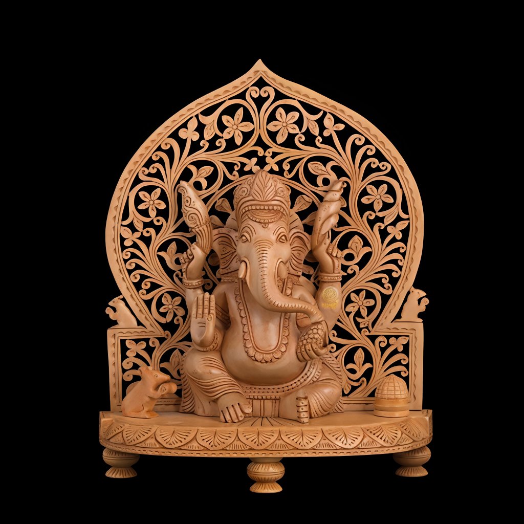 Wooden Ganesha Statue | Lord Ganesh Murti for Home Tample - Image 2