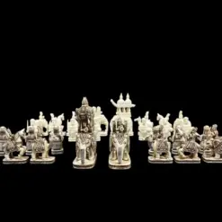Intricately crafted Asian-inspired chess set with ornate figurines