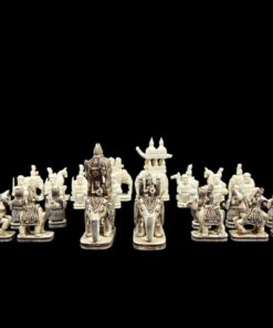 Intricately crafted Asian-inspired chess set with ornate figurines