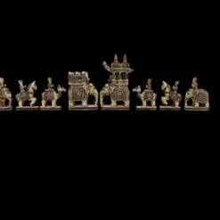 Indian Bone Chess Pieces Antique color elephants, camels, and  traditional craftsmanship.