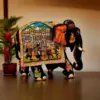 Colorful decorative Indian elephant sculpture with intricate patterns, regal scene, and vibrant traditional details.