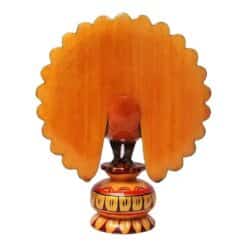 Wooden peacock figurines painted back side art