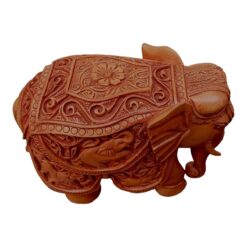 hand carved wooden elephant upper side carving work