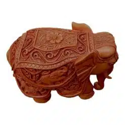 hand carved wooden elephant upper side carving work