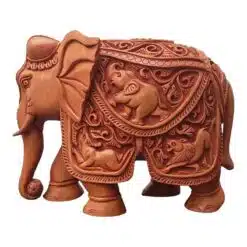 hand carved wooden elephant deep carving animal figure on it