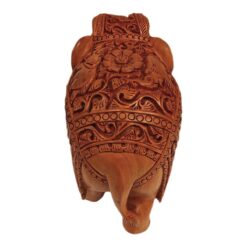 Wooden carved elephant back side carving work