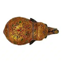 wooden elephant statue flower design upper side of elephant