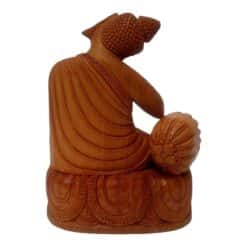 hand carved wooden Buddha statue back side carving