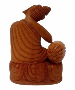 hand carved wooden Buddha statue back side carving