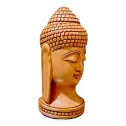 Wooden Buddha face carved in kadam wood left side face carving
