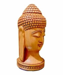 Wooden Buddha face carved in kadam wood left side face carving