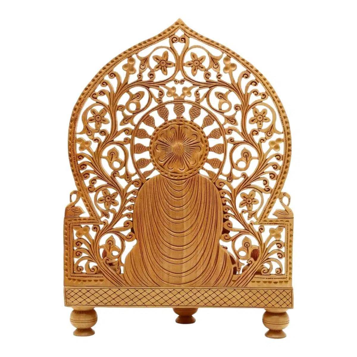 Hand carved sitting stand for Buddha, statue back side fine flower carving