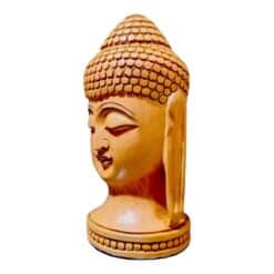 Wooden Buddha head right side face carving