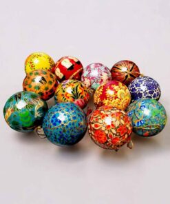 Christmas decoration balls hand painted with multicolor 12 pieces baubles