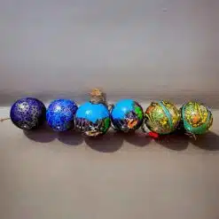 Paper Mache decorative bolls hand painted animals figure and flowers painting