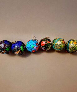 Paper Mache painted 6 balls with different deign and colors painted