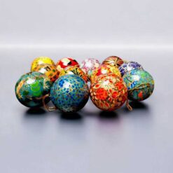 Hand painted paper Mache balls multi color flower design painted