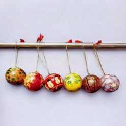 6 hand painted paper mache balls for home decoration
